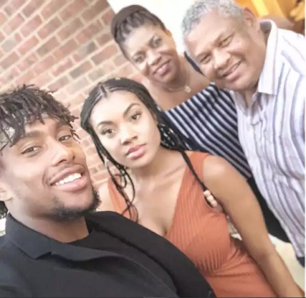 Super Eagles Star Alex Iwobi Pictured With His Parents And Sister